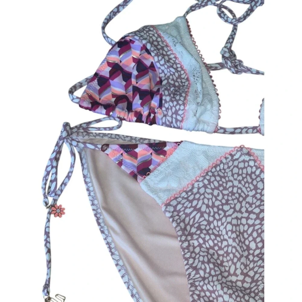 New Victoria's‎ Secret Bikini Women Medium String Triangle Swim Pink Lace New
